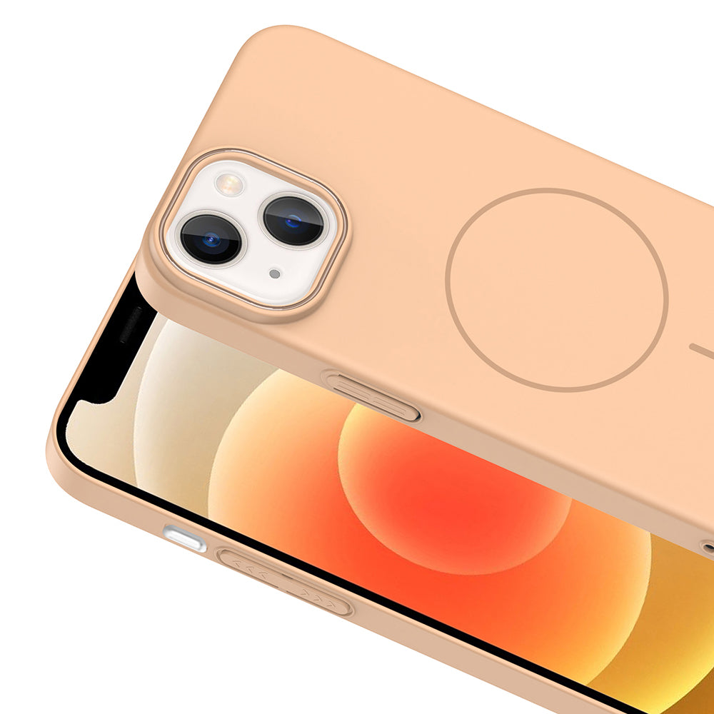 Apple iPhone 14 Kılıf M-safe Şarj Özellikli Zore Ruby Sert Kapak Desert Titanyum