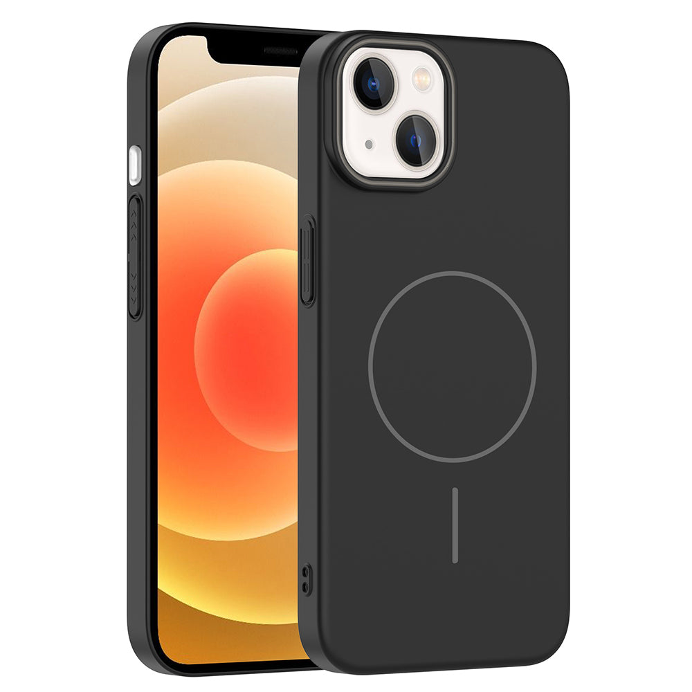 Apple iPhone 14 Kılıf M-safe Şarj Özellikli Zore Ruby Sert Kapak Siyah