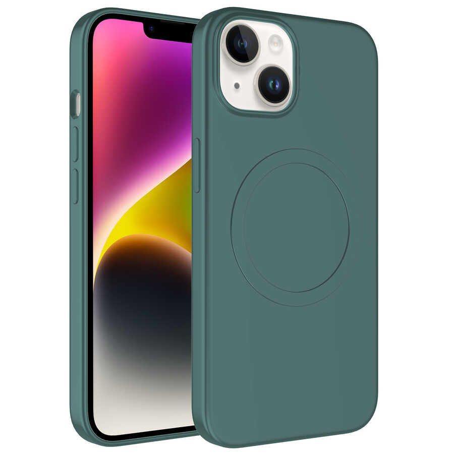 Apple iPhone 14 Kılıf M-safe Wireless Şarj Özellikli Pastel Renk Silikon Zore Plas Kapak Lila