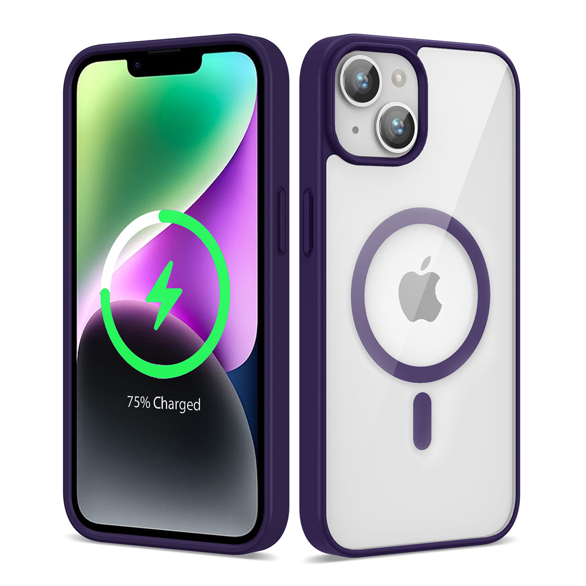 Apple iPhone 14 Kılıf M-safe Wireless Şarj Özellikli Silikon Zore Ege Kapak Derin Mor