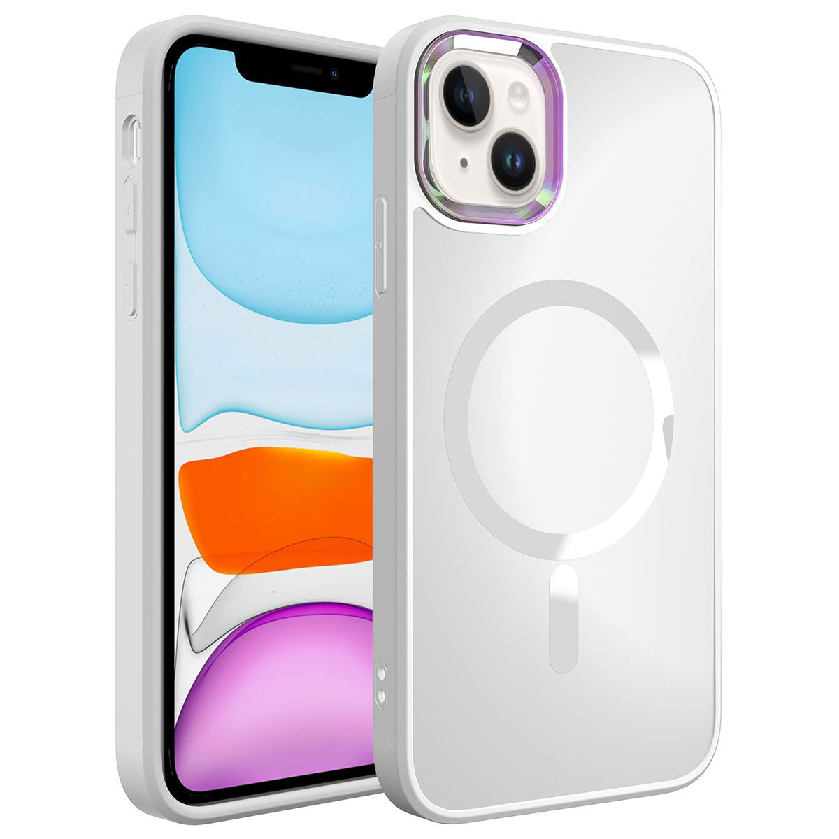 Apple iPhone 14 Kılıf M-safe Wireless Şarj Özellikli Zore Stil Kapak Beyaz
