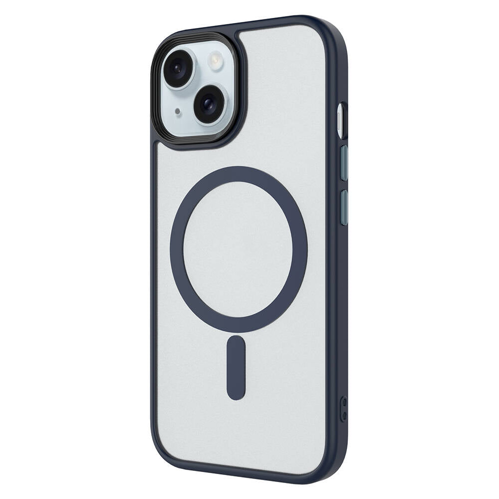 Apple iPhone 14 Kılıf Mat Arka Yüzey Wireless Şarj Özellikli Zore Flet M-safe Kapak Mavi