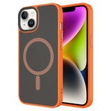 Apple iPhone 14 Kılıf Mat Arka Yüzey Wireless Şarj Özellikli Zore Flet M-safe Kapak Turuncu