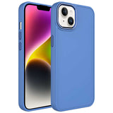 Apple iPhone 14 Kılıf Metal Çerçeve ve Buton Tasarımlı Silikon Zore Luna Kapak Sierra Mavi