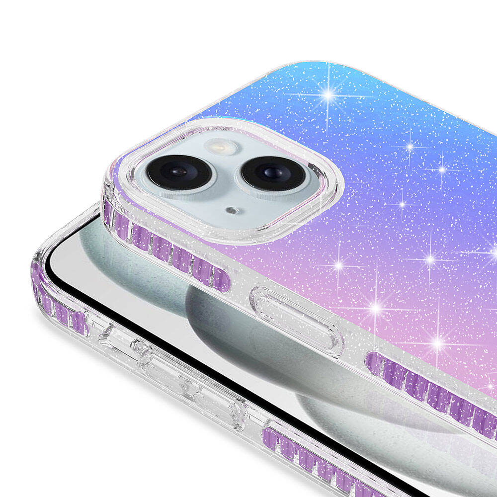 Apple iPhone 14 Kılıf Parlak Renk Geçişli Zore Velle Kapak Beyaz