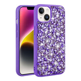 Apple iPhone 14 Kılıf Parlak Taşlı Tasarım Zore Linea Kapak Mor