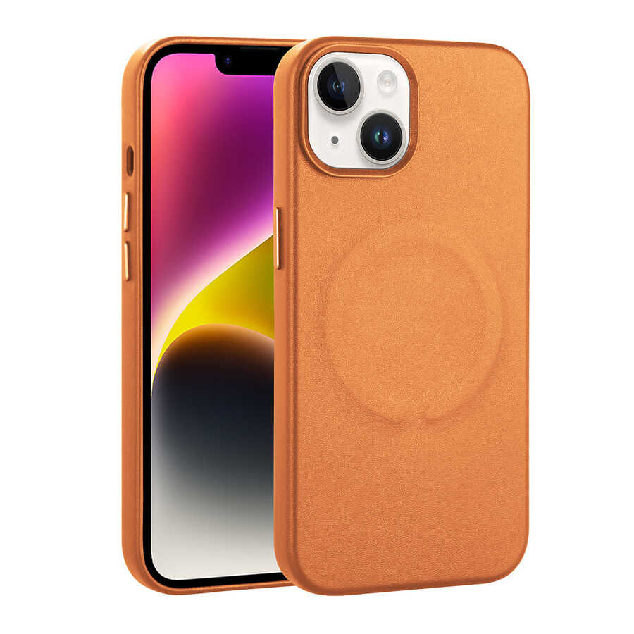 Apple iPhone 14 Kılıf PU Deri M-safe Wireless Şarj Özellikli Zore Derix Kapak Taba