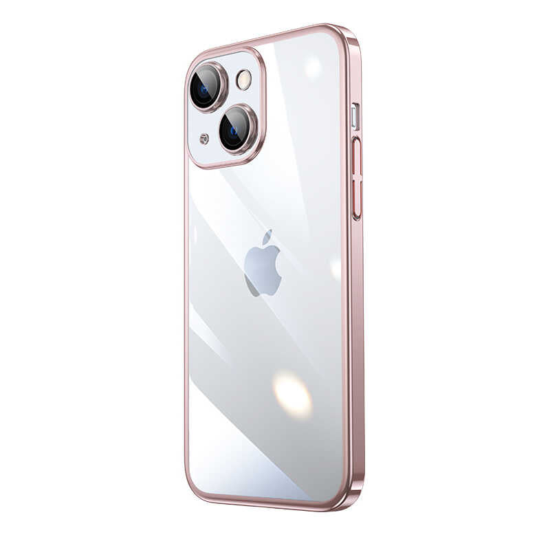 Apple iPhone 14 Kılıf Sert PC Renkli Çerçeveli Zore Riksos Kapak Rose Gold