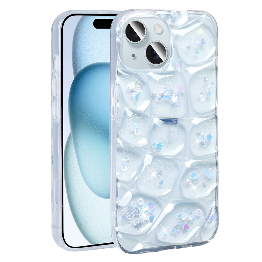 Apple iPhone 14 Kılıf Simli 3D Desenli Zore Hacar Kapak Beyaz