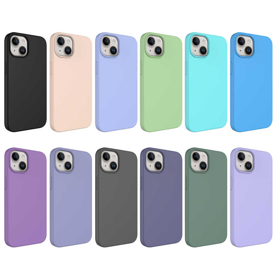 Apple iPhone 14 Kılıf Sıvı Teknolojili Silinebilir Sert Zore Kivi Kapak Lila