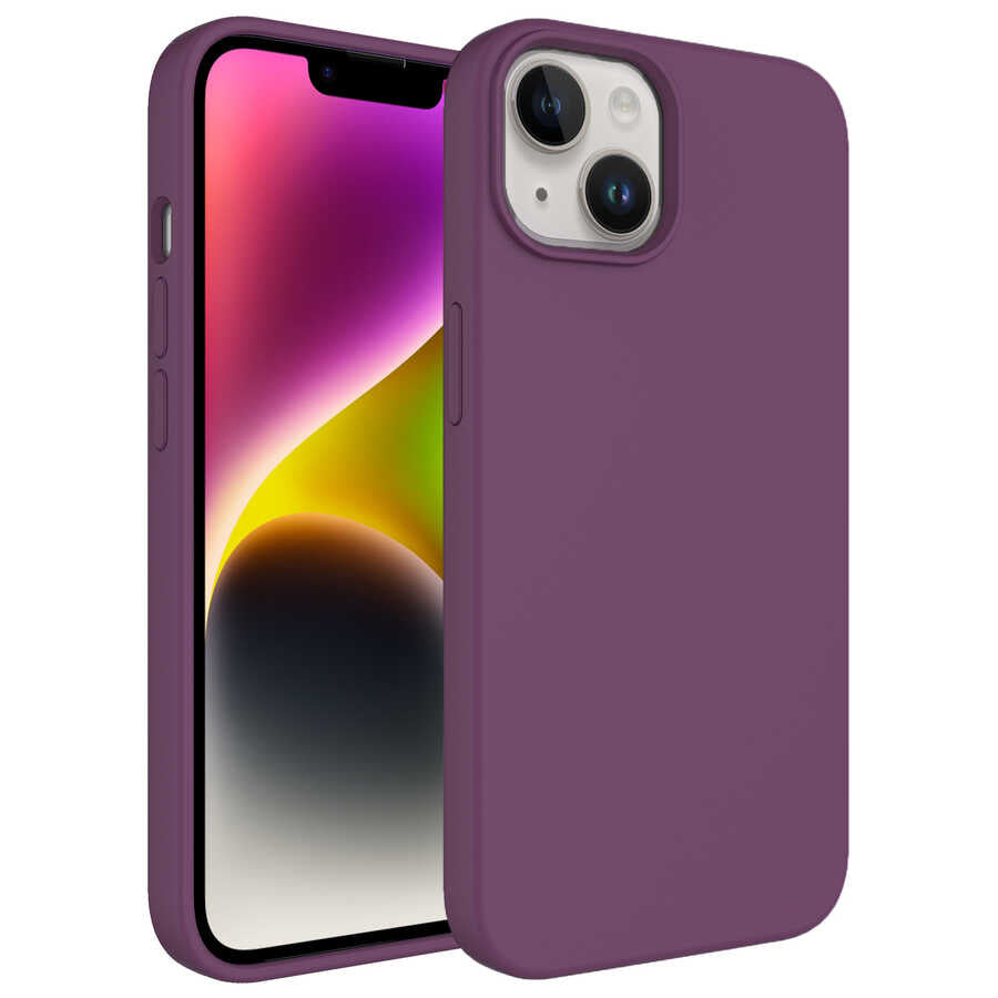 Apple iPhone 14 Kılıf Sıvı Teknolojili Silinebilir Sert Zore Kivi Kapak Lila