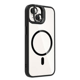 Apple iPhone 14 Kılıf Standlı ve Kamera Lens Hediyeli M-Safe Şarj Özellikli Zore Etro Kapak Siyah
