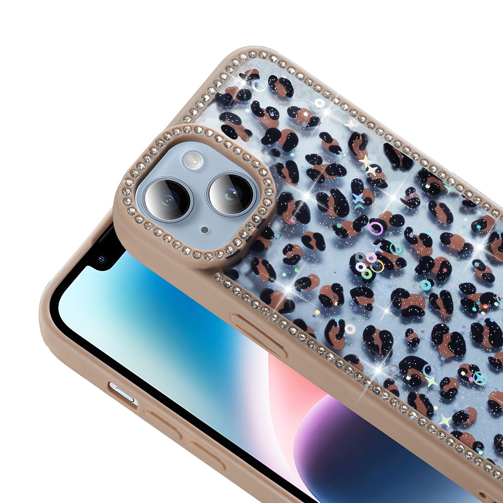 Apple iPhone 14 Kılıf Taşlı ve Simli Tasarım Zore Azra Kapak Siyah