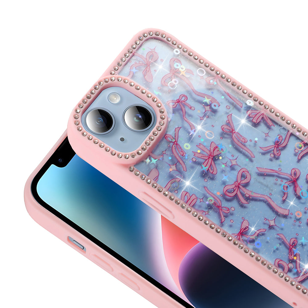 Apple iPhone 14 Kılıf Taşlı ve Simli Tasarım Zore Azra Kapak Siyah