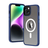 Apple iPhone 14 Kılıf Wireless Şarj Özellikli Zore Hibrit M-safe Kapak Mavi