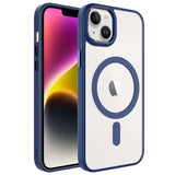 Apple iPhone 14 Kılıf Wireless Şarj Özellikli Zore Krom M-safe Silikon Kapak Derin Mor