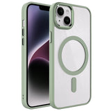 Apple iPhone 14 Kılıf Wireless Şarj Özellikli Zore Krom M-safe Silikon Kapak Yeşil
