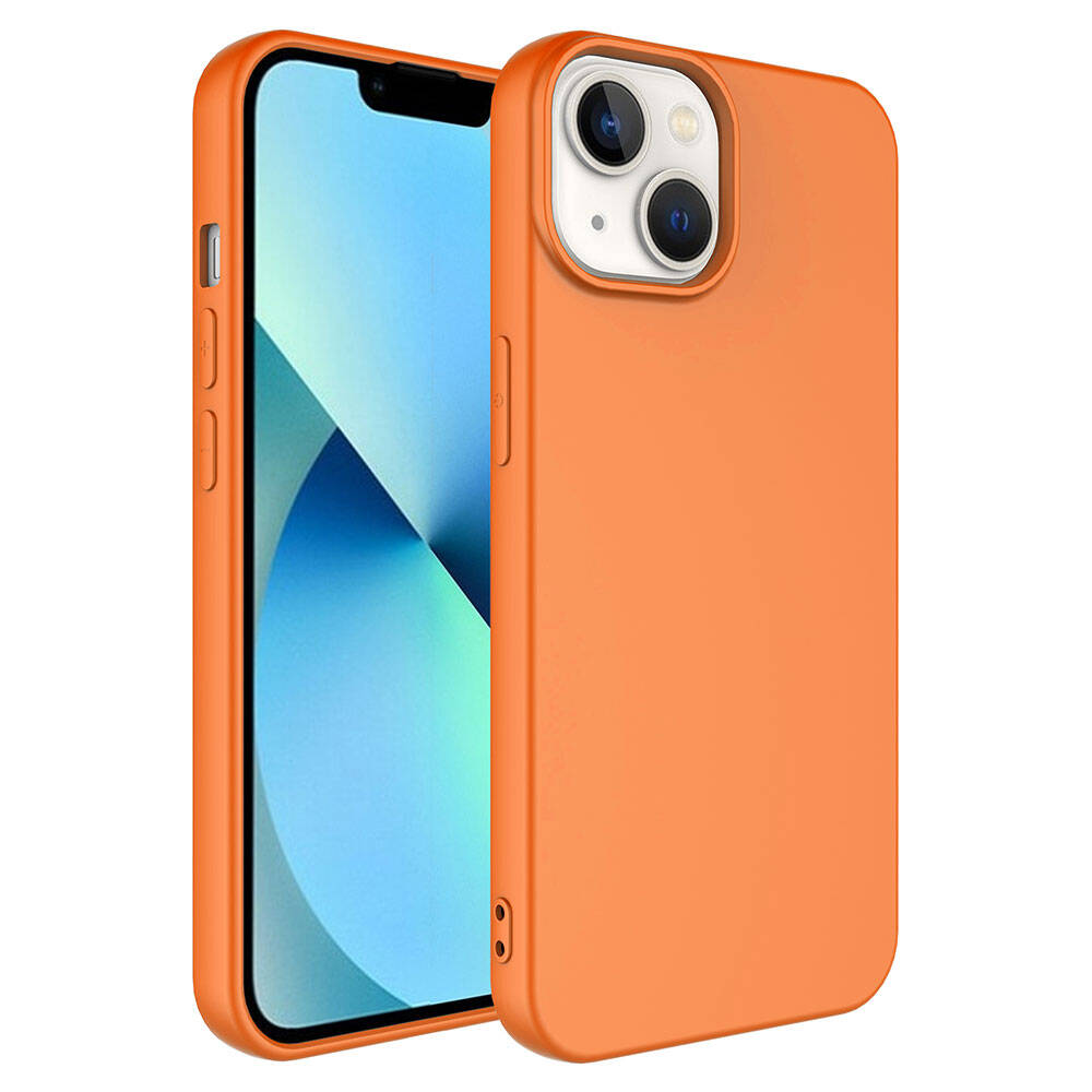 Apple iPhone 14 Kılıf Zore Kamera Korumalı Mara Lansman Kapak Turuncu