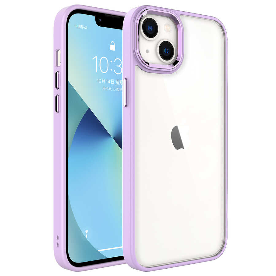 Apple iPhone 14 Kılıf Zore Krom Kapak Lila
