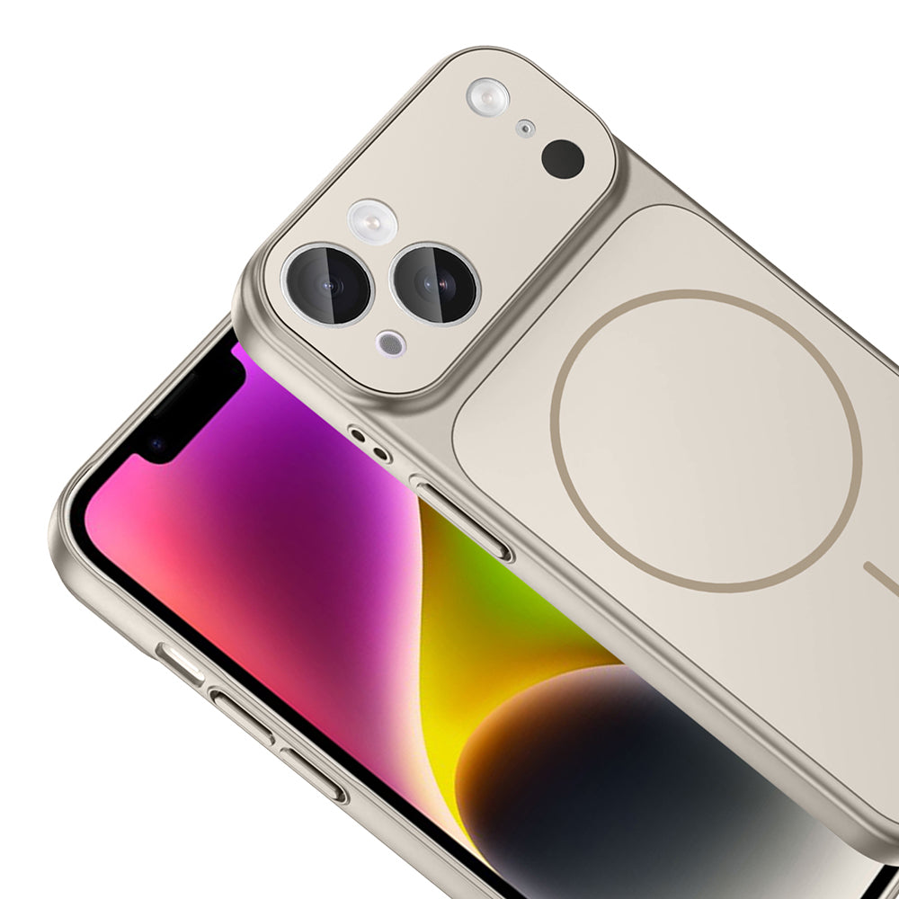 Apple iPhone 14 Kılıf Zore M-Safe Şarj Özellikli Kamera Korumalı Formen Kapak Gri