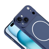 Apple iPhone 14 Kılıf Zore M-Safe Şarj Özellikli Kamera Korumalı Spark Kapak Mavi
