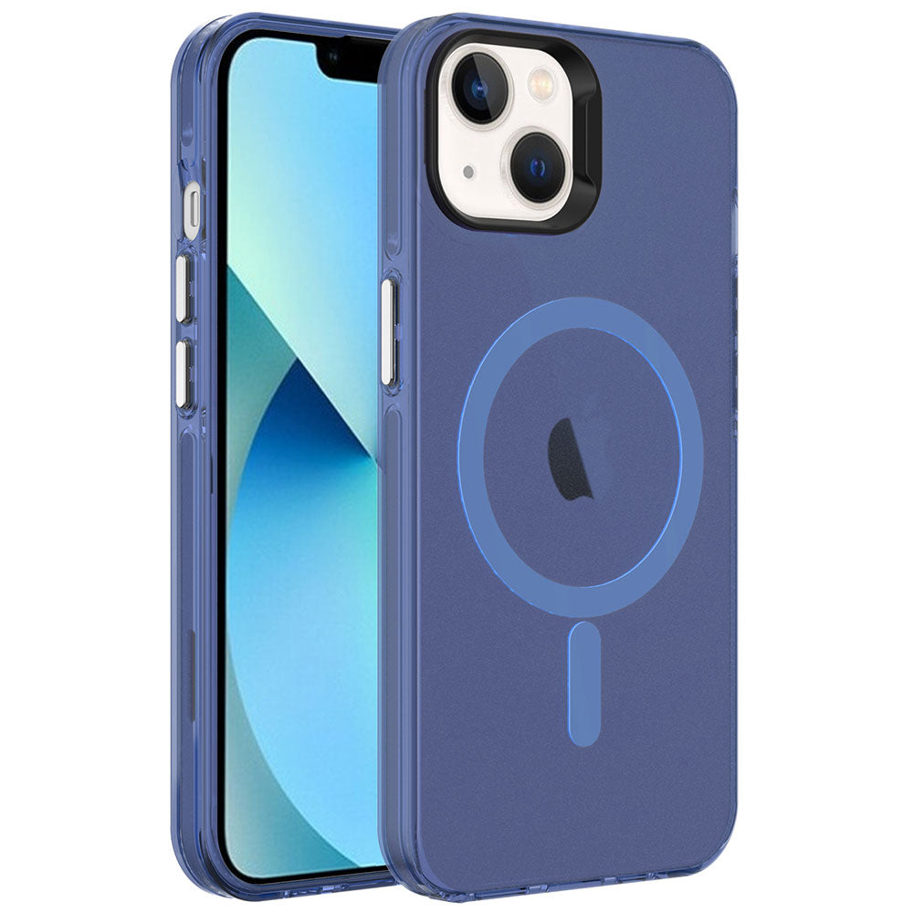Apple iPhone 14 Kılıf Zore M-safe Şarj Özellikli Buzlu Transparan C-Pro Sert Kapak Derin Mor