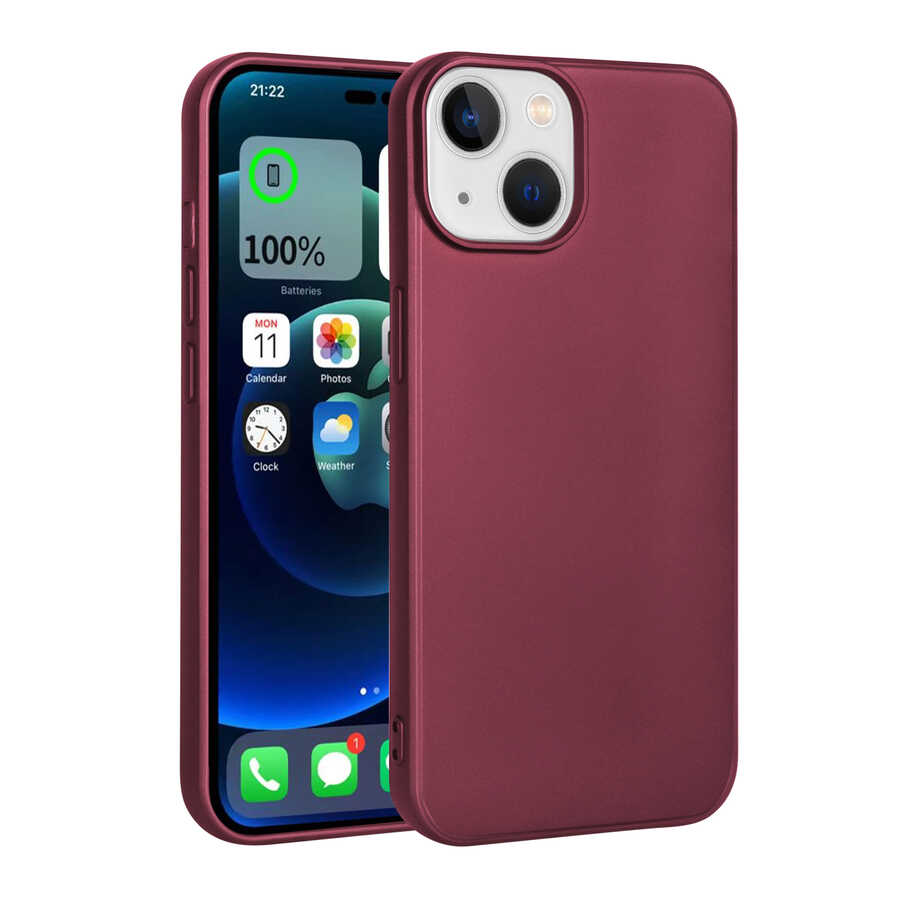 Apple iPhone 14 Kılıf Zore Premier Silikon Kapak Mürdüm