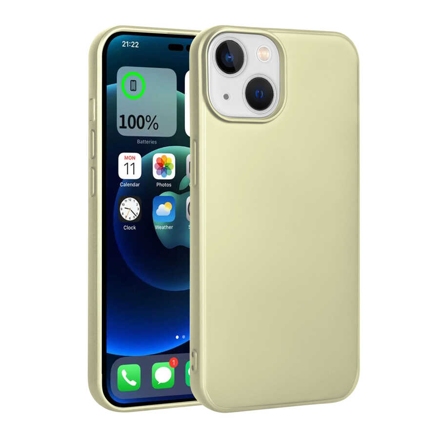 Apple iPhone 14 Kılıf Zore Premier Silikon Kapak Gold