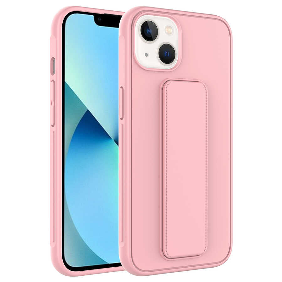 Apple iPhone 14 Kılıf Zore Qstand Kapak Pembe