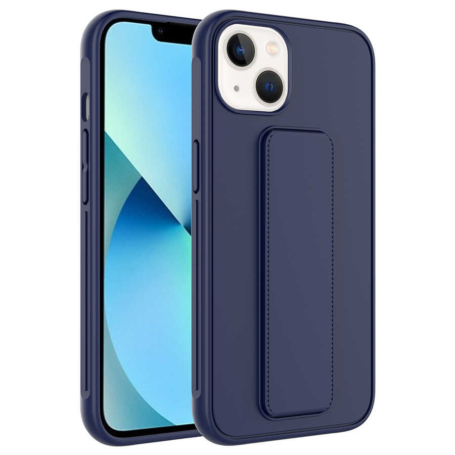Apple iPhone 14 Kılıf Zore Qstand Kapak Lacivert