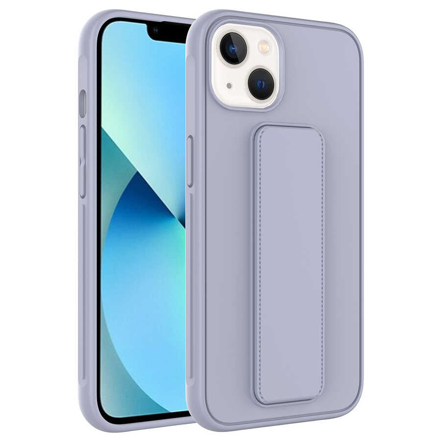 Apple iPhone 14 Kılıf Zore Qstand Kapak Gri