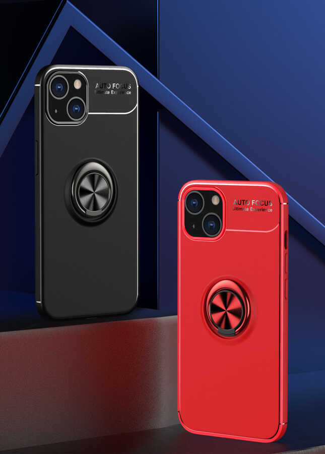 Apple iPhone 14 Kılıf Zore Ravel Silikon Kapak Siyah-Kırmızı