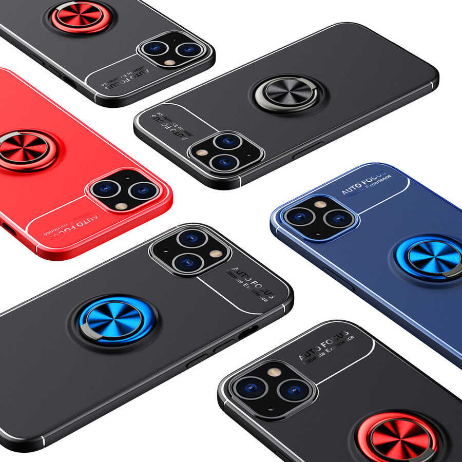 Apple iPhone 14 Kılıf Zore Ravel Silikon Kapak Siyah-Kırmızı
