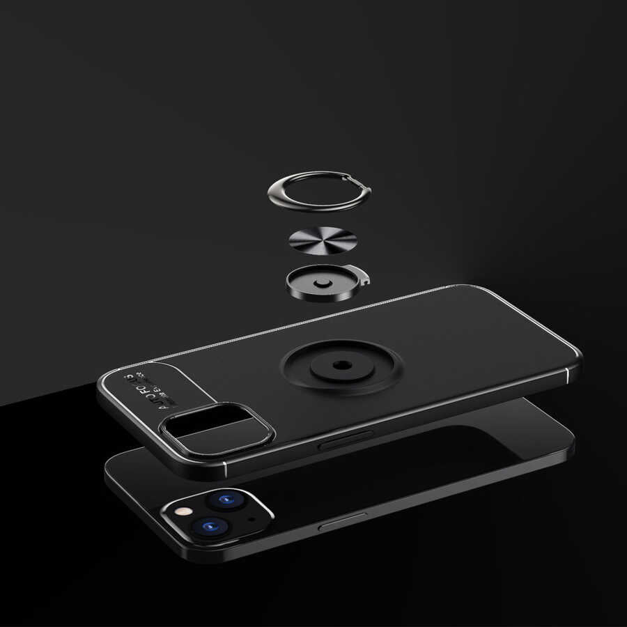 Apple iPhone 14 Kılıf Zore Ravel Silikon Kapak Siyah-Kırmızı