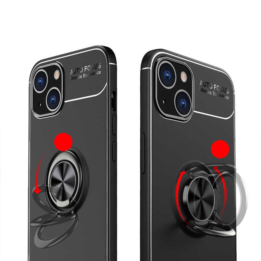 Apple iPhone 14 Kılıf Zore Ravel Silikon Kapak Siyah-Kırmızı