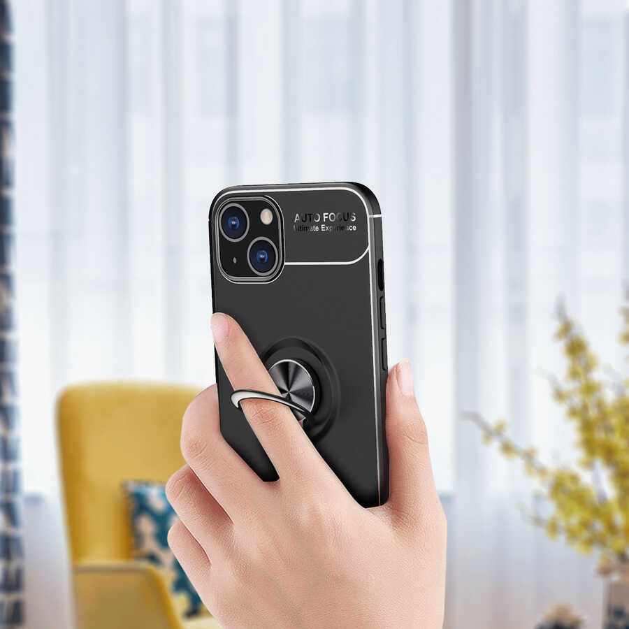 Apple iPhone 14 Kılıf Zore Ravel Silikon Kapak Siyah-Kırmızı