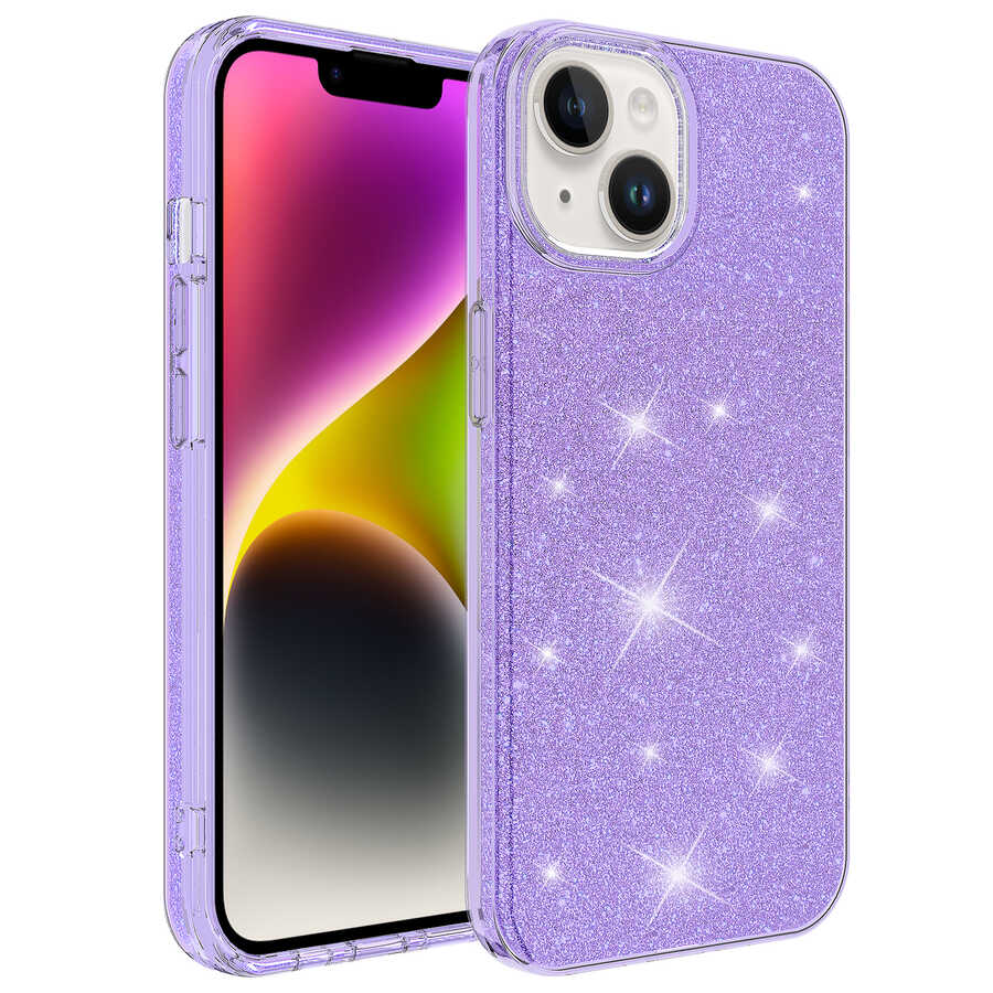 Apple iPhone 14 Kılıf Zore Shining Silikon Mor