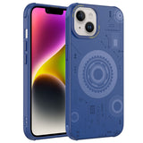 Apple iPhone 14 Kılıf Zore Wireless Şarj Özellikli Desenli Hot Kapak Lacivert