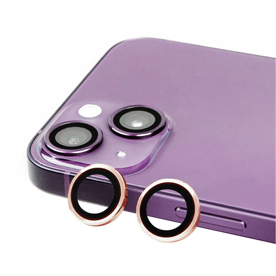 Apple iPhone 14 Plus Zore CL-07 Kamera Lens Koruyucu Rose Gold