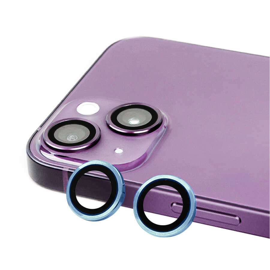 Apple iPhone 14 Plus Zore CL-07 Kamera Lens Koruyucu Mavi