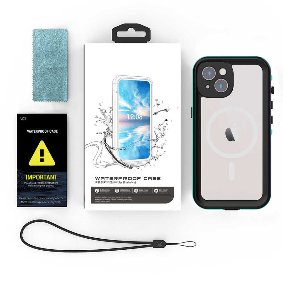 Apple iPhone 14 Plus Kılıf 1-1 Su Geçirmez Kılıf Siyah