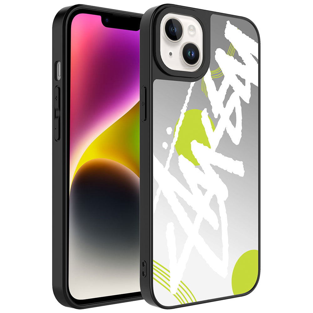 Apple iPhone 14 Plus Kılıf Aynalı Desenli Kamera Korumalı Parlak Zore Mirror Kapak Yazı