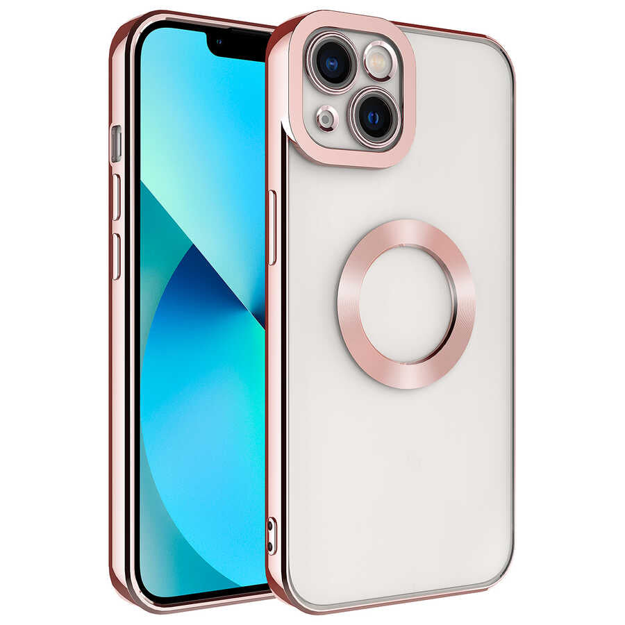 Apple iPhone 14 Plus Kılıf Kamera Korumalı Logo Gösteren Zore Omega Kapak Siyah