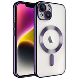 Apple iPhone 14 Plus Kılıf Kamera Korumalı M-safe Wireless Şarj Özellikli Zore Demre Kapak Derin Mor