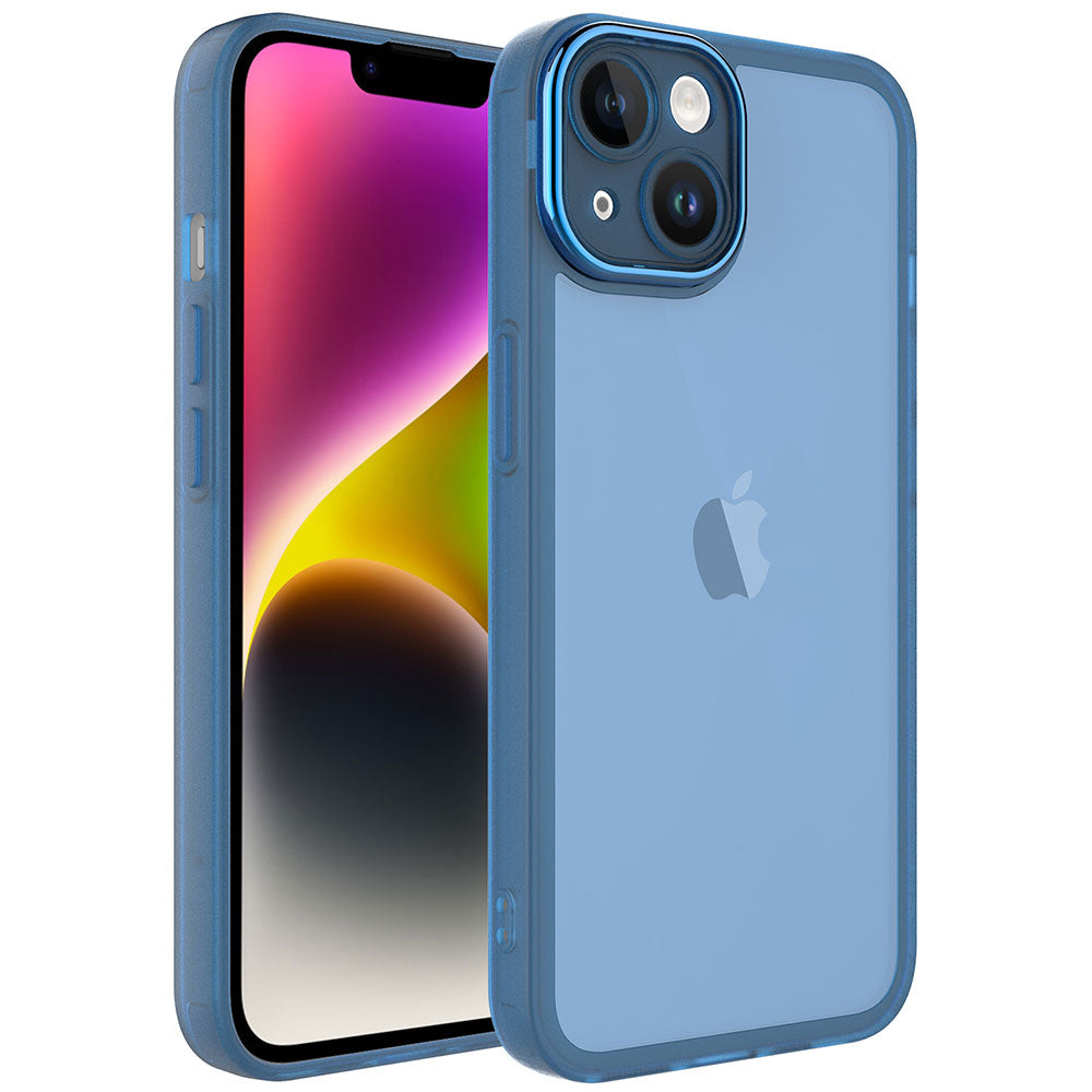 Apple iPhone 14 Plus Kılıf Kamera Korumalı Transparan Zore Post Kapak Derin Mor