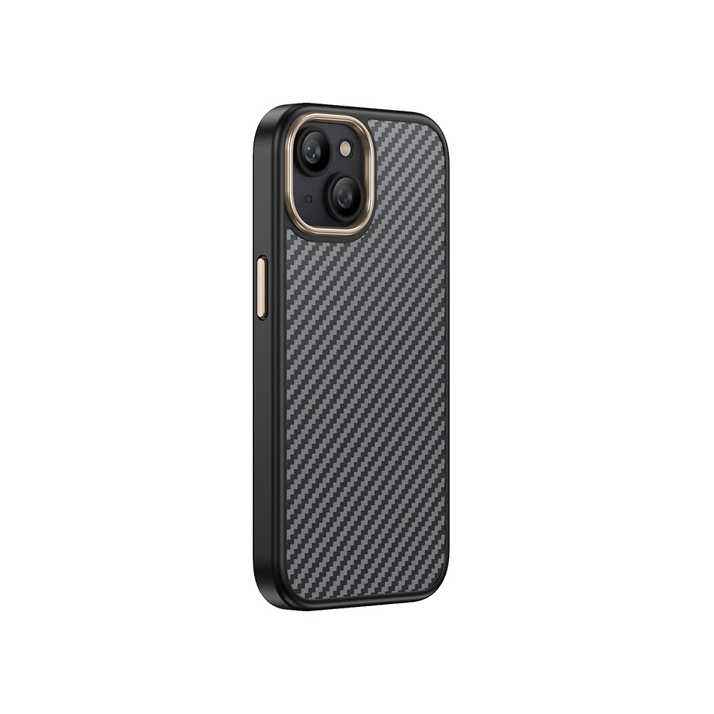 Apple iPhone 14 Plus Kılıf M-safe Şarj Özellikli Karbon Fiber Görünümlü Zore Antina Kapak Gri