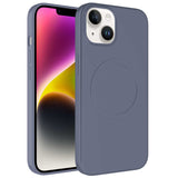 Apple iPhone 14 Plus Kılıf M-safe Wireless Şarj Özellikli Pastel Renk Silikon Zore Plas Kapak Lavendery Gray