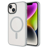 Apple iPhone 14 Plus Kılıf Mat Arka Yüzey Wireless Şarj Özellikli Zore Flet M-safe Kapak Gri