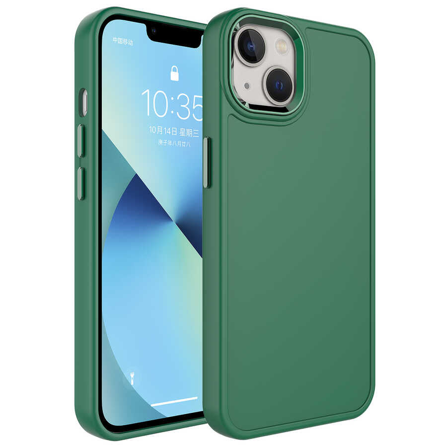 Apple iPhone 14 Plus Kılıf Metal Çerçeve ve Buton Tasarımlı Sert Zore Botox Kapak Lila