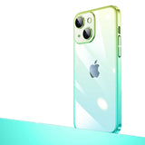 Apple iPhone 14 Plus Kılıf Parlak Renk Geçişli Kamera Korumalı Zore Senkron Kapak Yeşil-Mavi